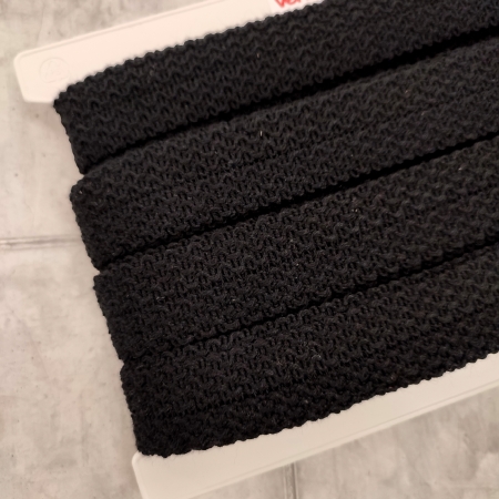 Wolltresse - Einfassband - 32 mm - Strickoptik - schwarz